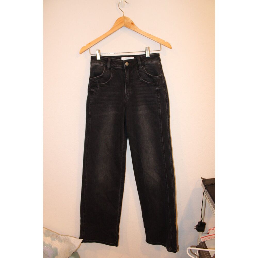 Vervet size 25 black wide leg high rise jeans zipper fly